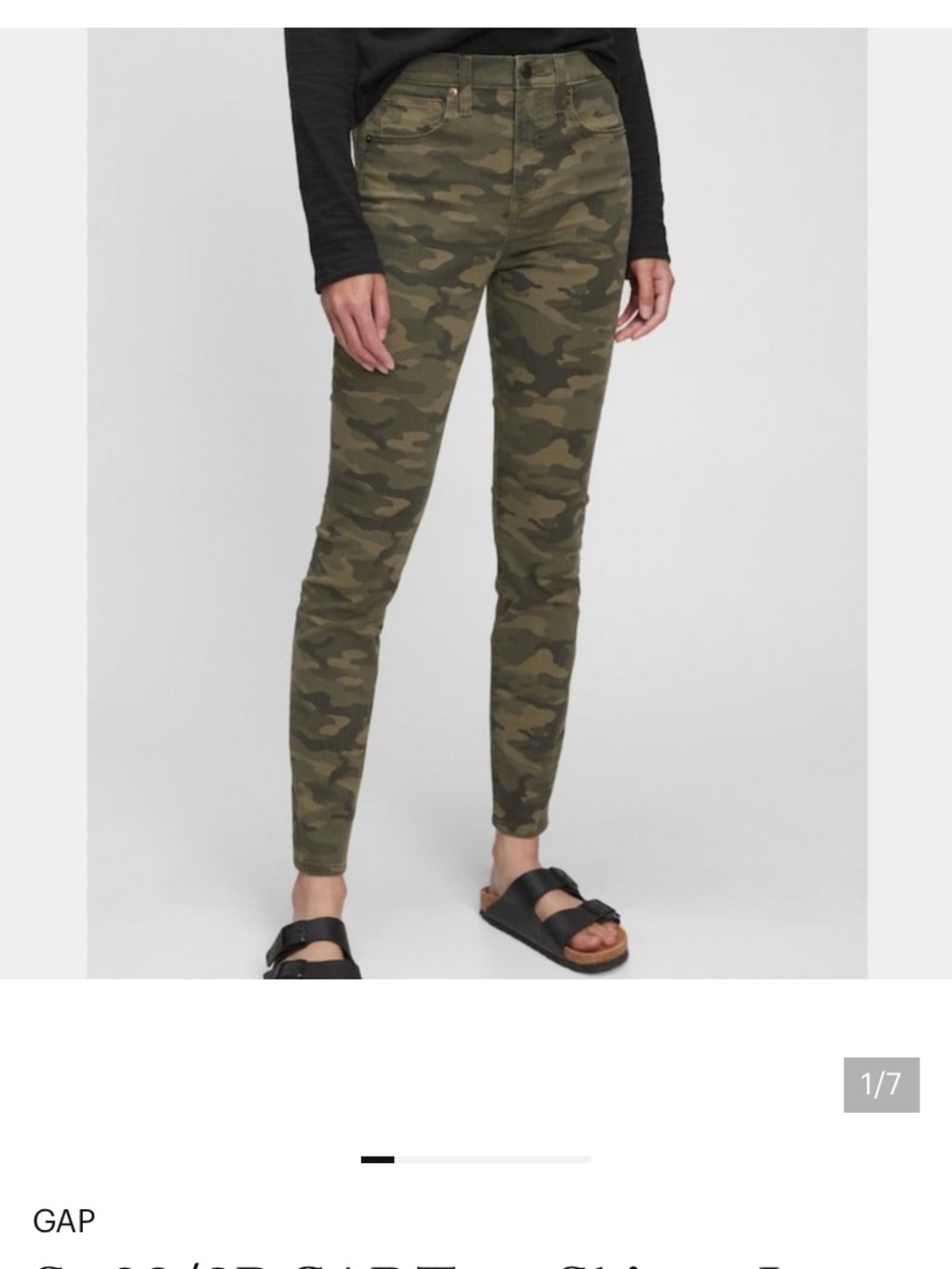 GAP Women's True Skinny Ankle High Rise Olive Camo Jeans 32 / 14 reg